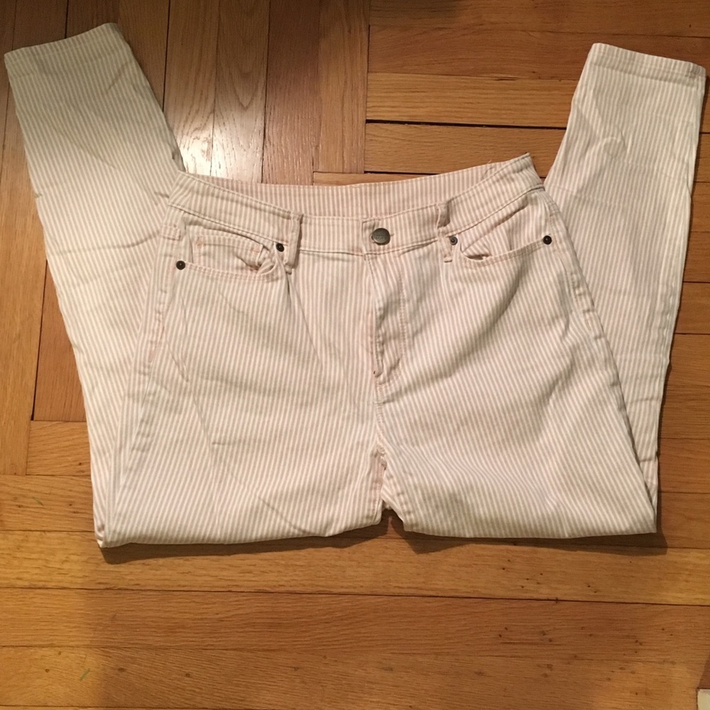 Pink Seersucker Skinny Jeans